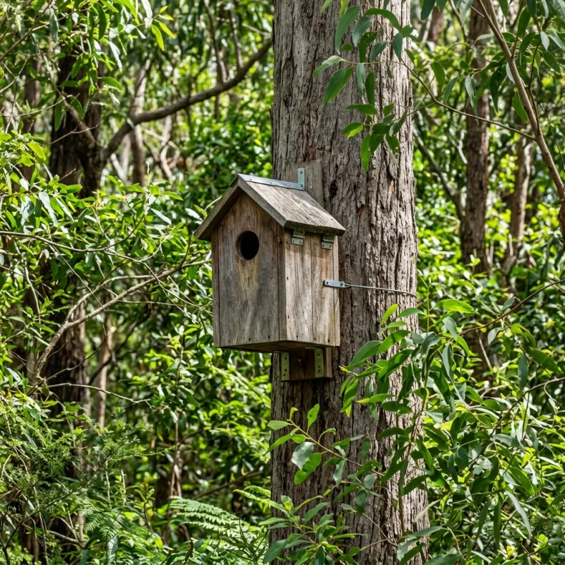 Animal nesting box installed as a humane alternative to a Bonnie Brook roof cavity